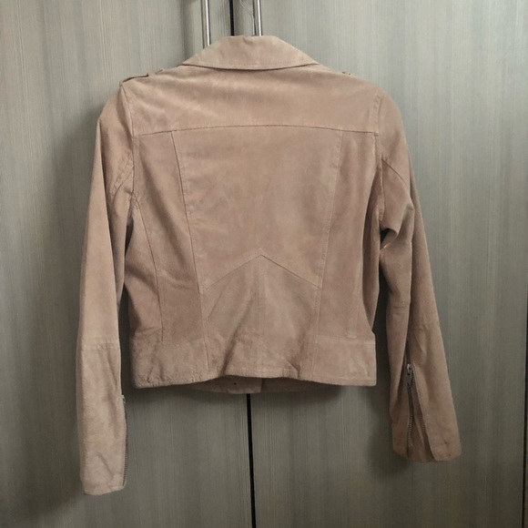 Blush Suede Leather Moto Biker Jacket - Picture 8 of 8
